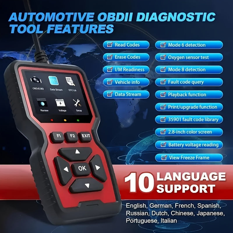 OBD2 Diagnostic Scanner V519 - Advanced Car Fault Code Reader, Universal Vehicle Engine System Analyzer, Plug and Play USB, No Battery Required, Resin Material - Instant OBD II Error Detection & Comprehensive Auto Diagnostic