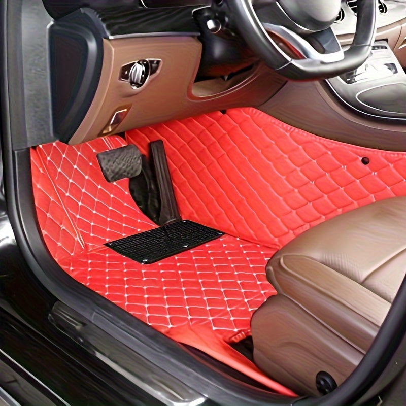 Waterproof & Durable PU Leather Car Floor Mats for ORA Funky Cat GT/2022 - Custom Fit, Stylish Checkered Design, Easy to Clean