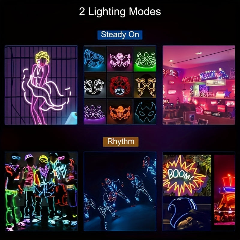 Flexible 200cm/79inch LED Strip Automobile Atmosphere Lamp - Car Interior Lighting Decoration Garland Wire Rope Tube Line Neon Light USB Drive