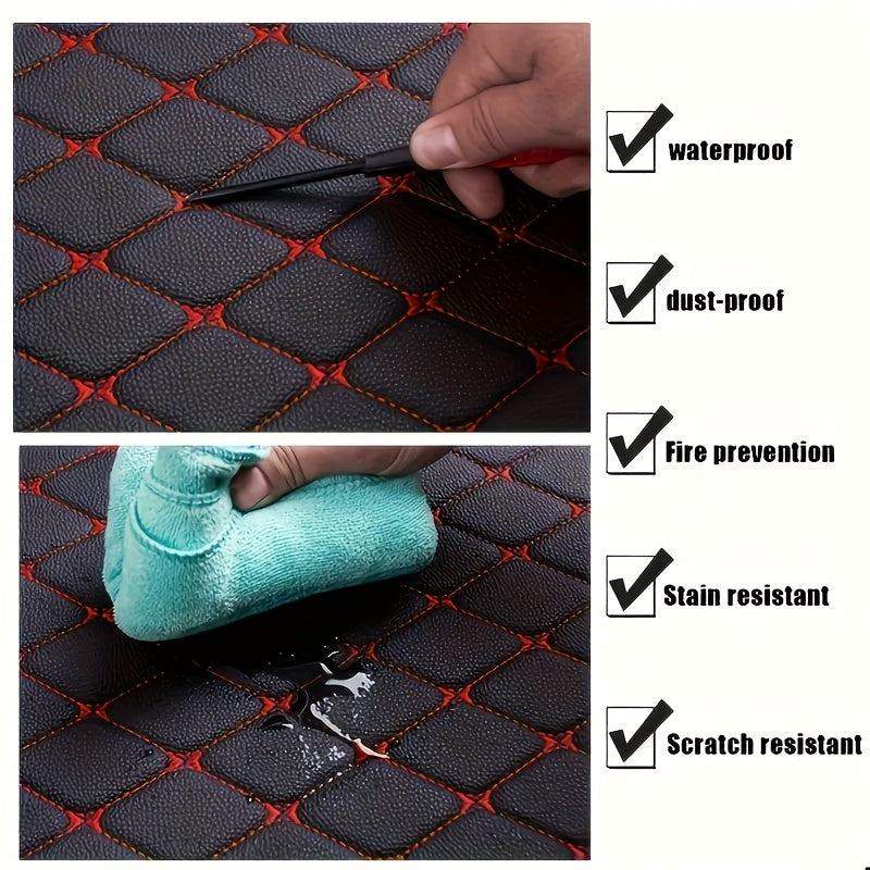 5-piece Durable Waterproof Car Floor Mats - Protect Your Vehicle's Interior with Faux Leather Accessories for Front and Rear Seats