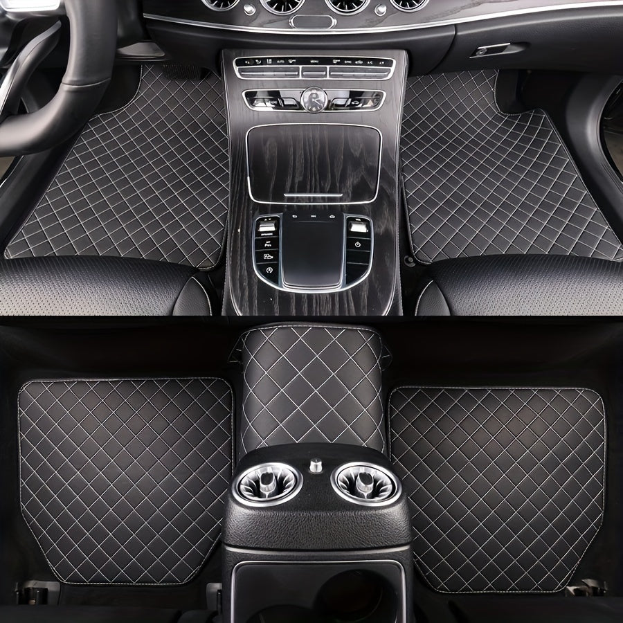 5pcs Faux Leather Car Floor Mats Set, Waterproof Faux Leather, Front & Rear Seat Protection, Auto Interior Accessories, Custom Fit for Various Vehicle Models