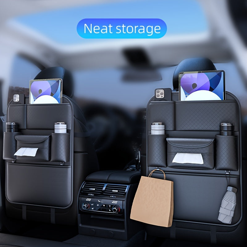 1 Piece Of PU Leather New Car Backrest Storage Bag, Car Seat Backrest Storage Hanging Bag, Rear Shelf Storage Mesh Bag, Universal