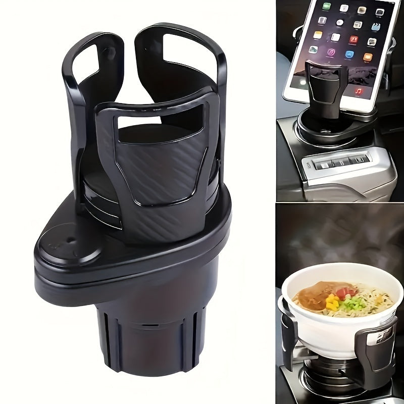 2-in-1 Rotating Car Cup Holder Expander - Durable ABS, Multi-Functional Vehicle Interior Accessory