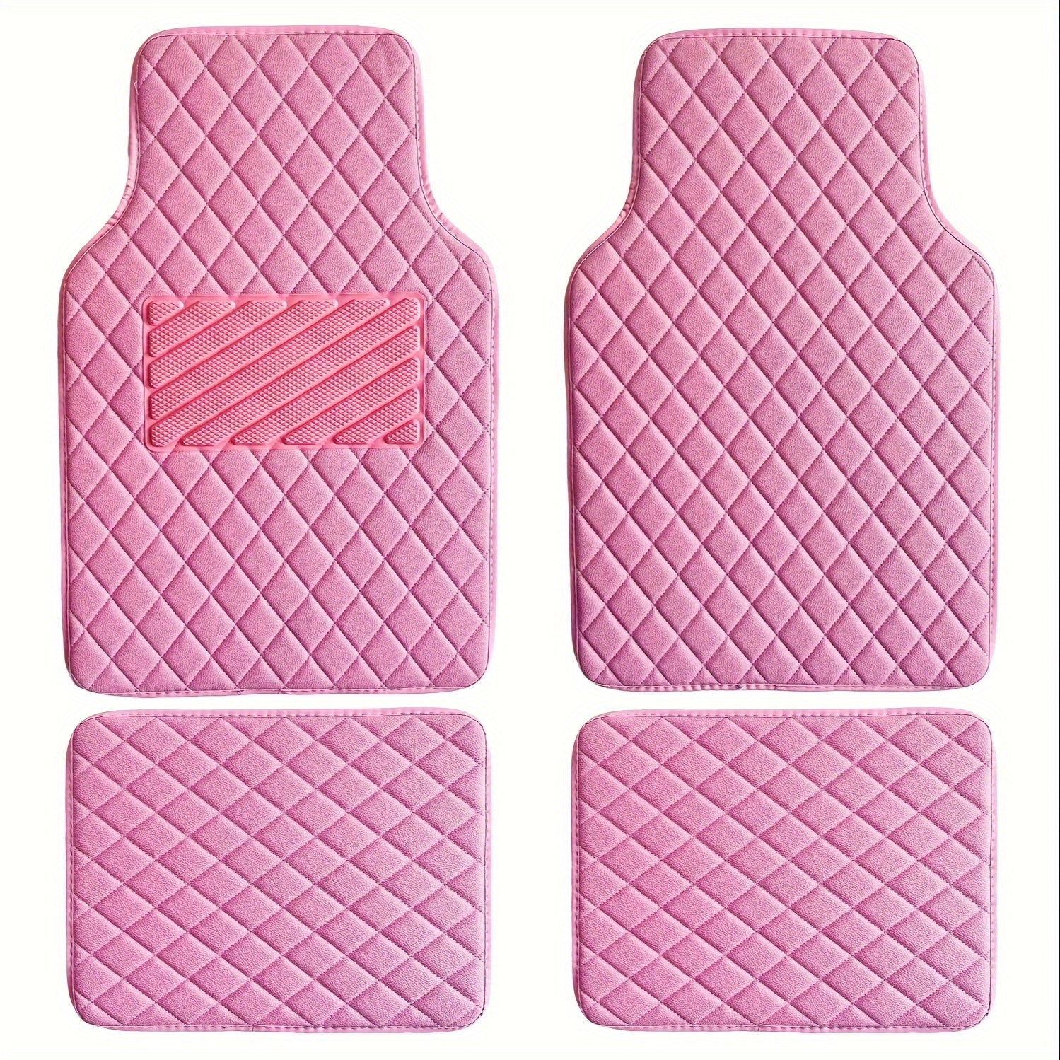 99.9% Fit Universal Luxury Pu Leather 3D Floor Mats for Sedan SUV Sports 5 Seater in Black and Cute & Sexy Pink