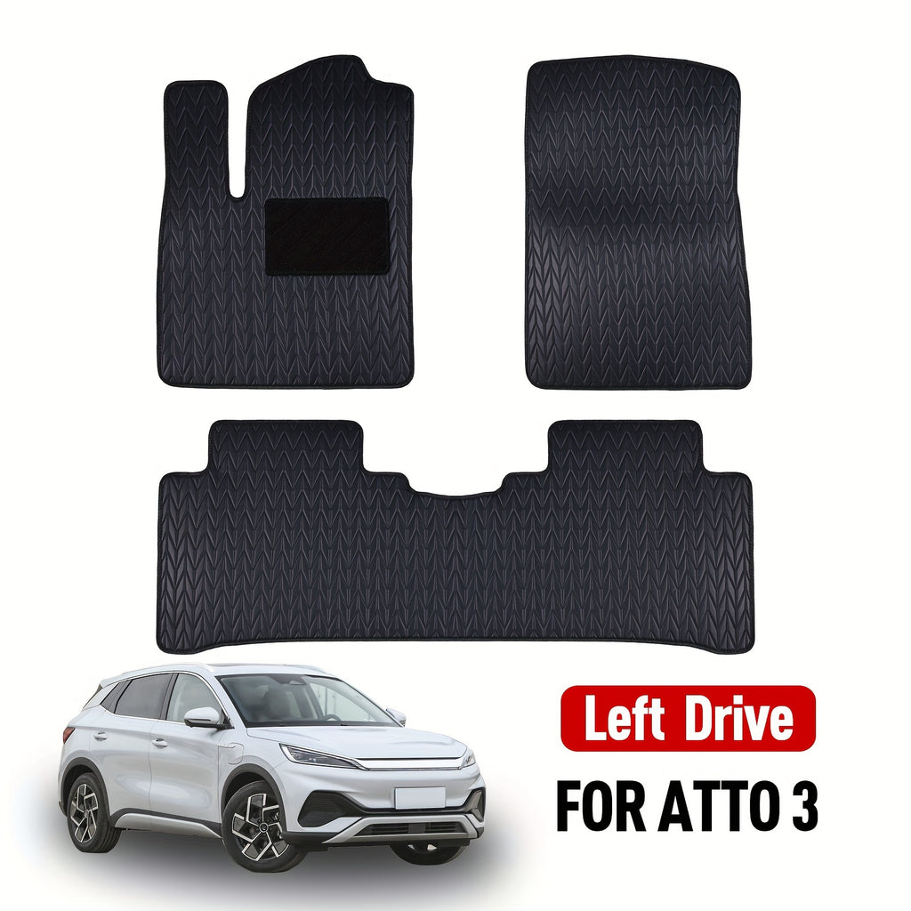 1 Set, Custom PU Leather Car Floor Mats for BYD Yuan Plus Atto 3, 2022-2024, Non-Slip, Waterproof, All-Weather, Durable, Left Drive, Special Foot Pad, Auto Interior Accessories