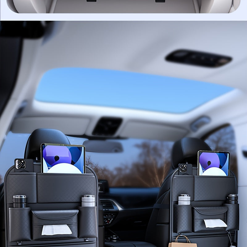 1 Piece Of PU Leather New Car Backrest Storage Bag, Car Seat Backrest Storage Hanging Bag, Rear Shelf Storage Mesh Bag, Universal