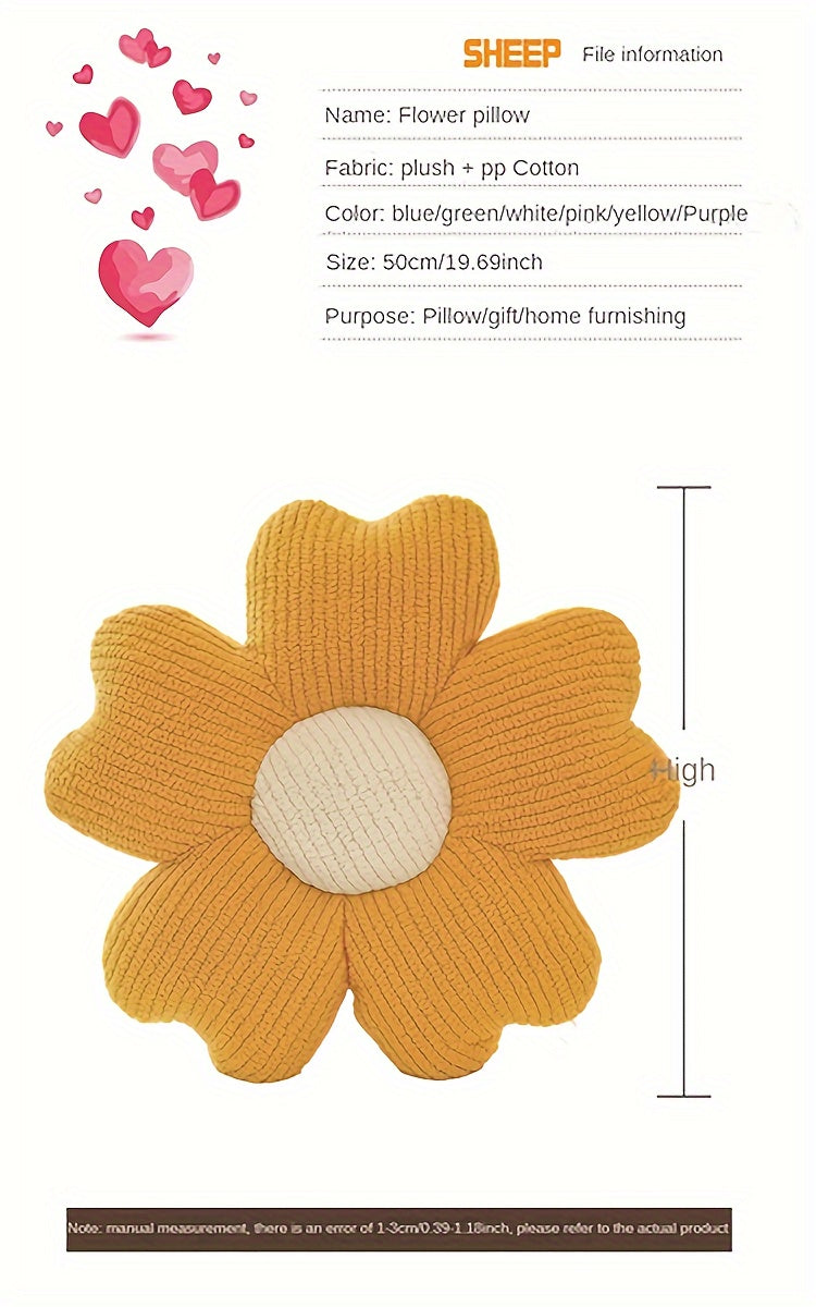 [1pc Breathable Flower Seat Cushion] 1pc Home Decorative Cushion, Breathable Flower Seat Cushion, Table Chair Cushion Floor Pillow For Sofa Couch Bed Office