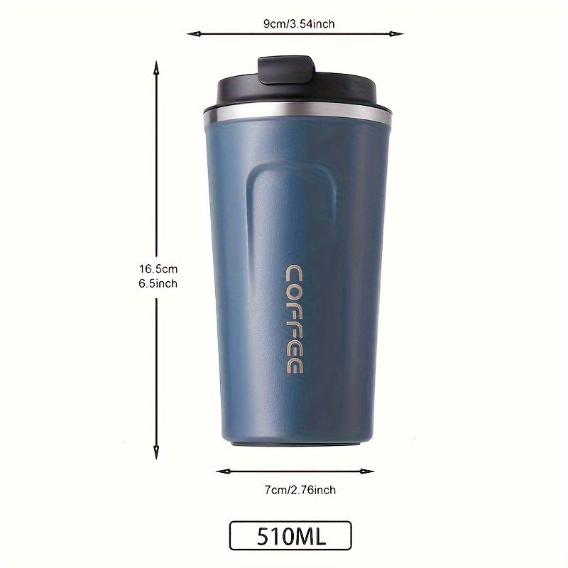 17.25oz Stainless Steel Insulated Travel Mug - Reusable Coffee Cup for Hot & Cold Beverages, Multipurpose, Eco-Friendly, Hand Wash, Ideal for Holidays & Graduation Gifts