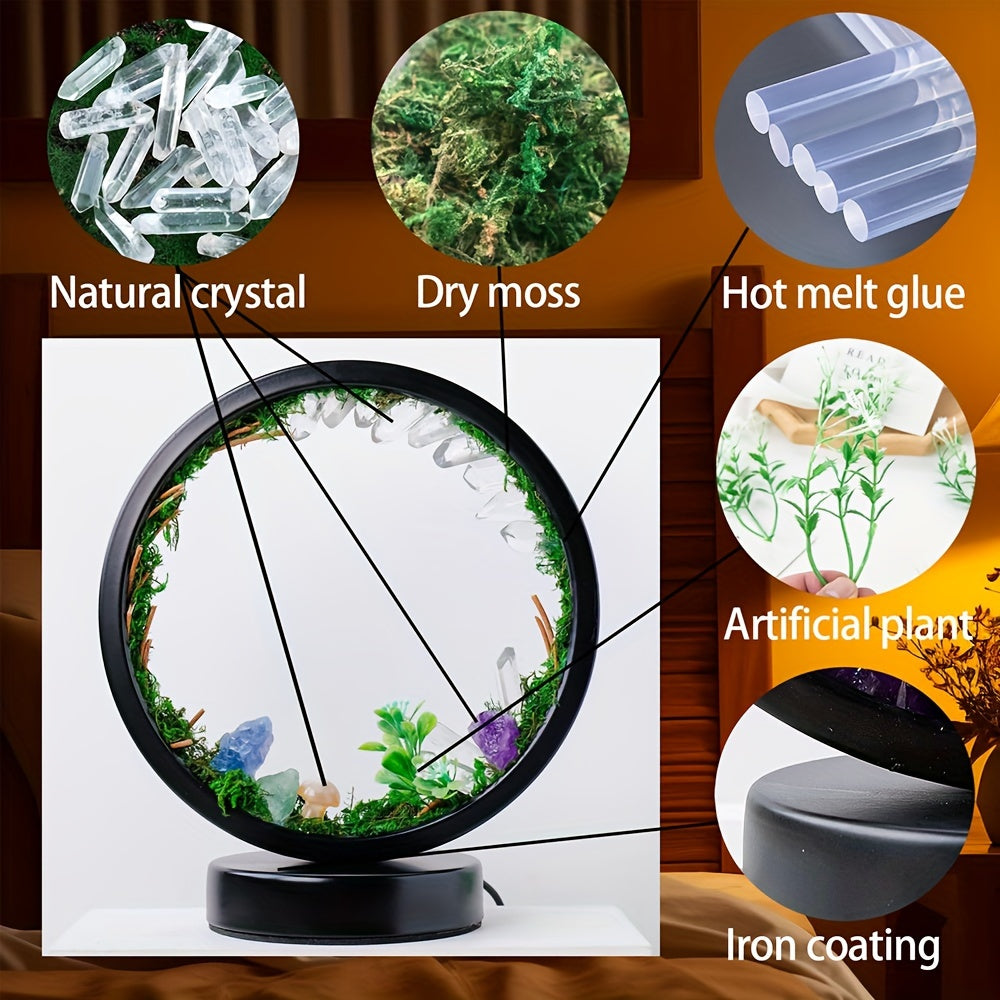 [Natural Crystal Lamp] Natural Crystal Table Lamp - Forest Eco Style Ambient Lamp - Therapeutic Crystal Night Lamp with USB Port and 3 Colours Dimming Patterns for Bedroom Bedside Lamp Office Desk Lamp Home Decor Holiday Gift