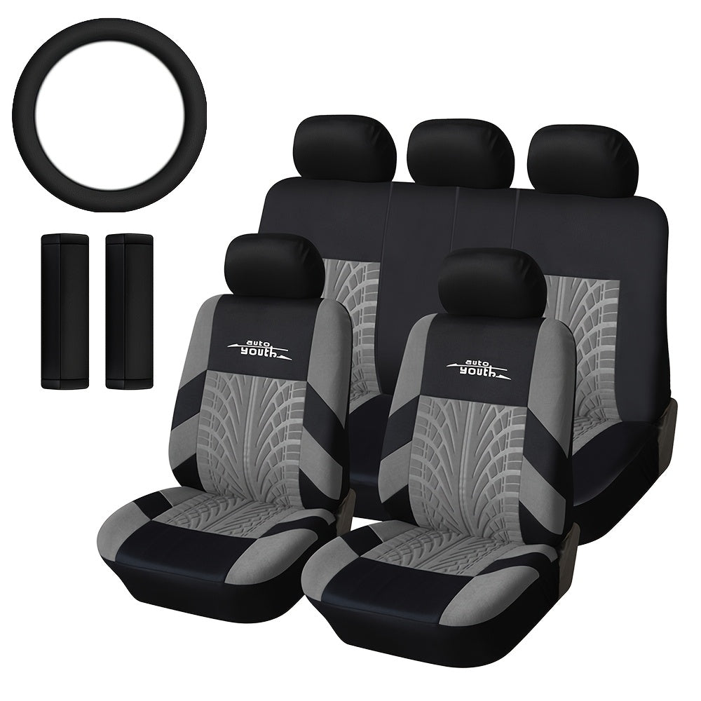 Fashion Tire Track Detail Style Universal Car Seat Covers Fits Most Brand Vehicle