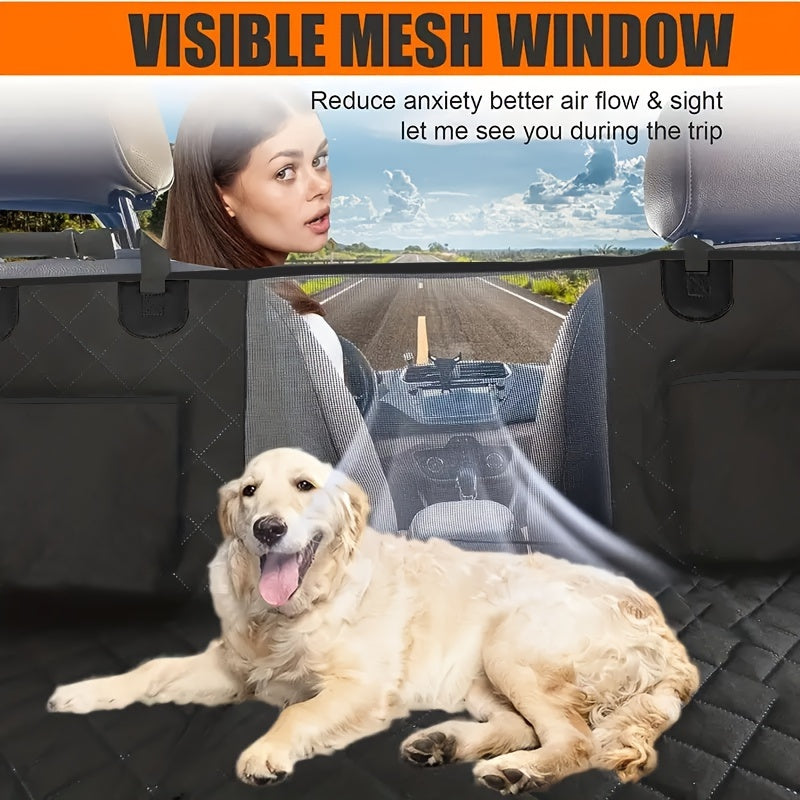 Ultimate Dog Back Seat Cover - 100% Waterproof, Scratch-Resistant, Anti-Slip, Mesh Window, Easy Clean Design - Standard Size for Cars, SUVs, and Trucks