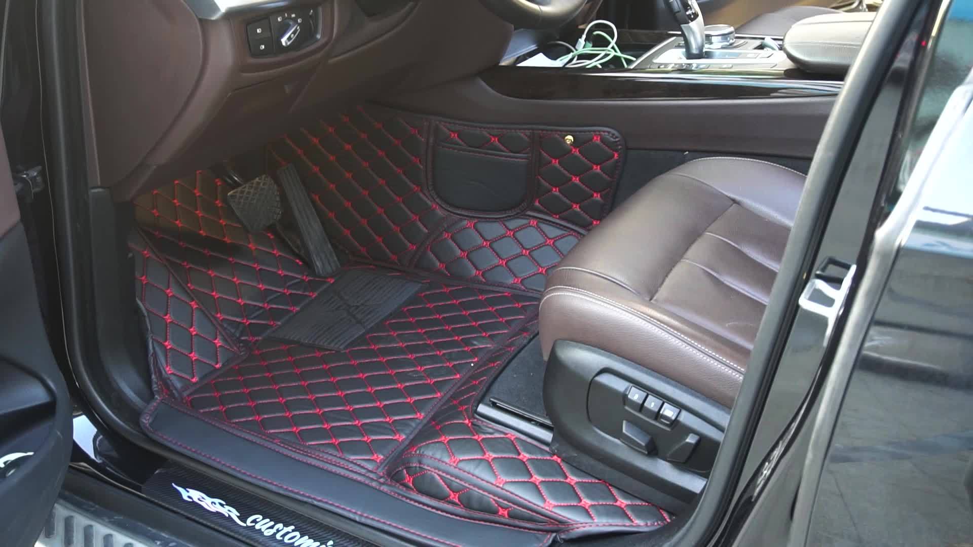 Car Floor Mats Compatible With BMW 3 Series GT 04-12 Full Covered All Weather Protection Waterproof Non-Slip PU Leather Black Red