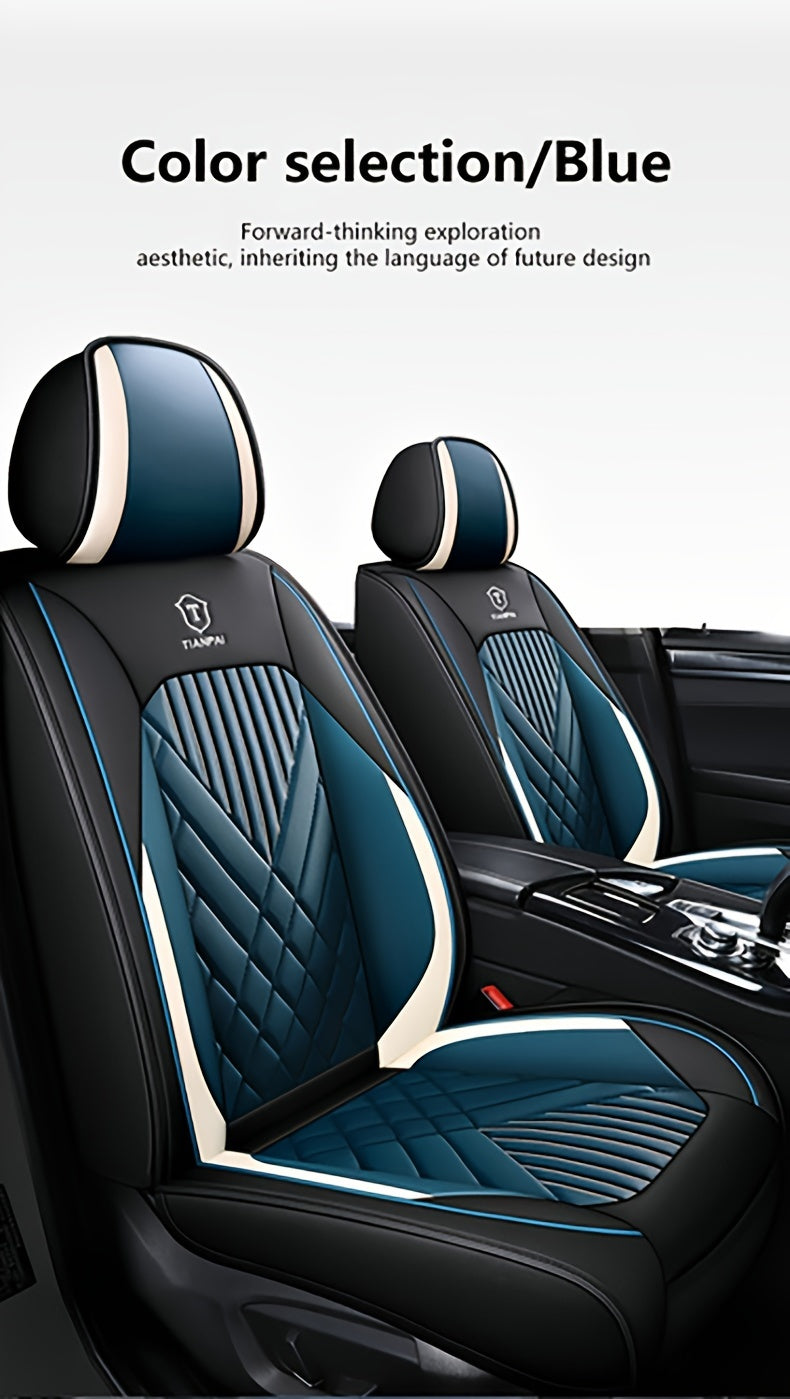 Luxury Full Faux Leather Car Seat Covers - Fit for 5-Seater Vehicles, Breathable & Stylish, All-Season Comfort