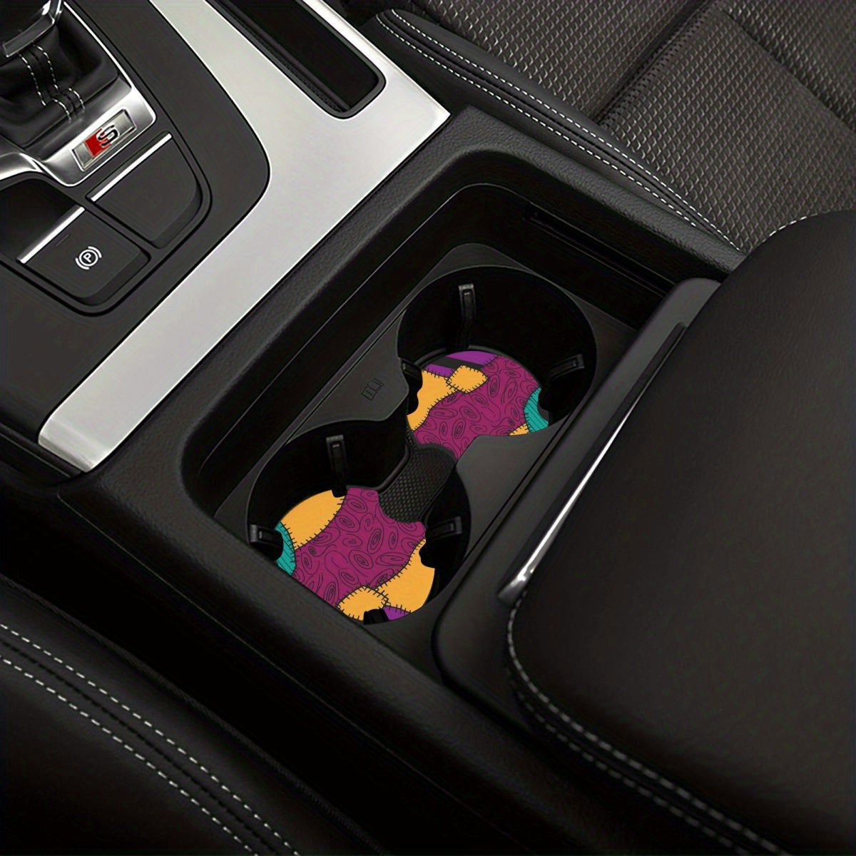 6-Piece Complete Car Decoration Kit - Soft Polyester Steering Wheel Cover, Center Console Pad, Cup Holder Coasters, and More - No Filler, Durable, and Easy to Clean Nightmare Before Christmas Accessories