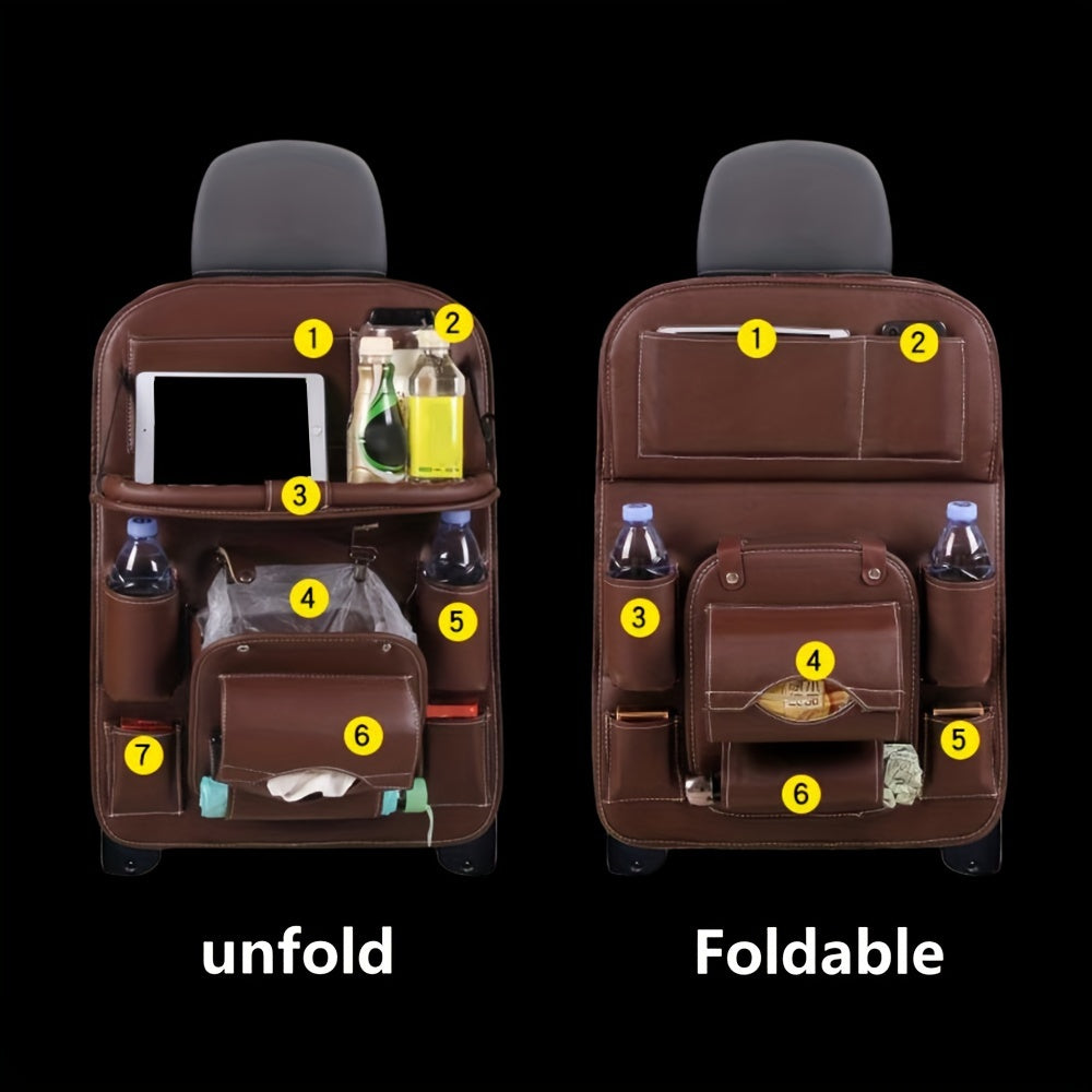 1pc Car Rear Seat Storage Box, Car Rear Seat Storage Bag, Kick Mat Car Rear Seat Protector Tissue Box Cup Holder, Laptop Table, Car Dinner Plate, Car Seat Cover Protector