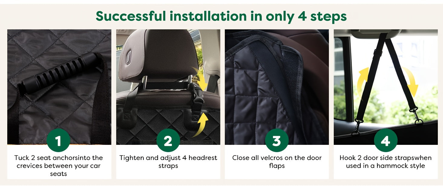 Heavy-Duty Dog Car Seat Cover & Back Seat Extender with Mesh Window, Quilted Fabric, Waterproof, 300 lbs Capacity - Ideal for SUVs and Trucks, Black, Seat Covers for Car