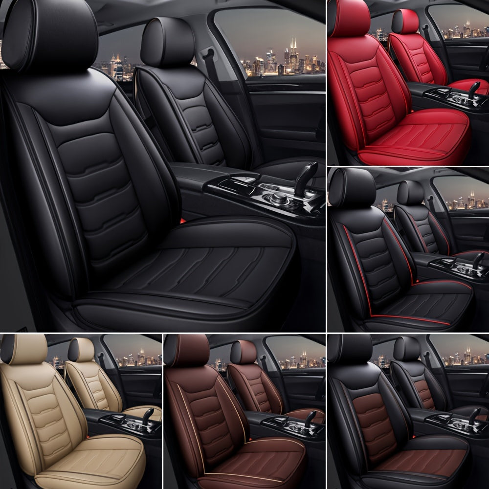 5 Seat Car Seat Covers PU Leather Seat Covers Full Set Waterproof for Car Sedan SUV Truck Vans Front & Rear Seat Cushion Protector with Back Big Storage Bag