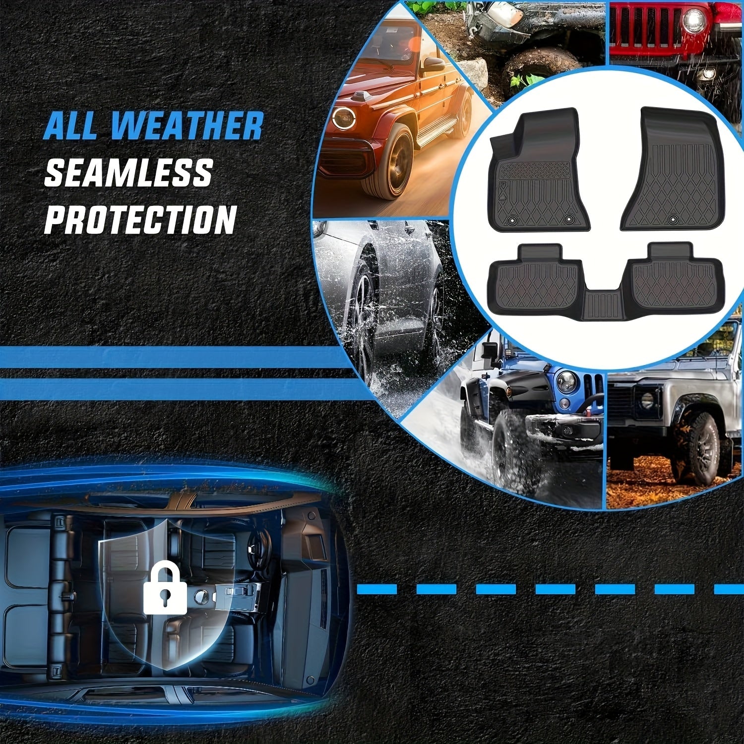 [TPE Floor Mats] Heavy Duty TPE Floor Liners | Non-Slip Textured Surface, All-Weather Protection, Easy to Clean Car Floor Mats for DODGE Charger RWD 2011-2023 & 300 RWD 2011-2023