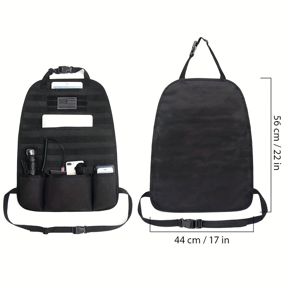 Car Seat Back Organizer - Upgraded Tactical Molle Vehicle Panel Universal Fit Car Seat Cover Protector with Multiple Pockets for Truck SUV MPV Saloon Van