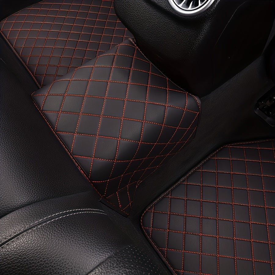 5pcs Faux Leather Car Floor Mats Set, Waterproof Faux Leather, Front & Rear Seat Protection, Auto Interior Accessories, Custom Fit for Various Vehicle Models