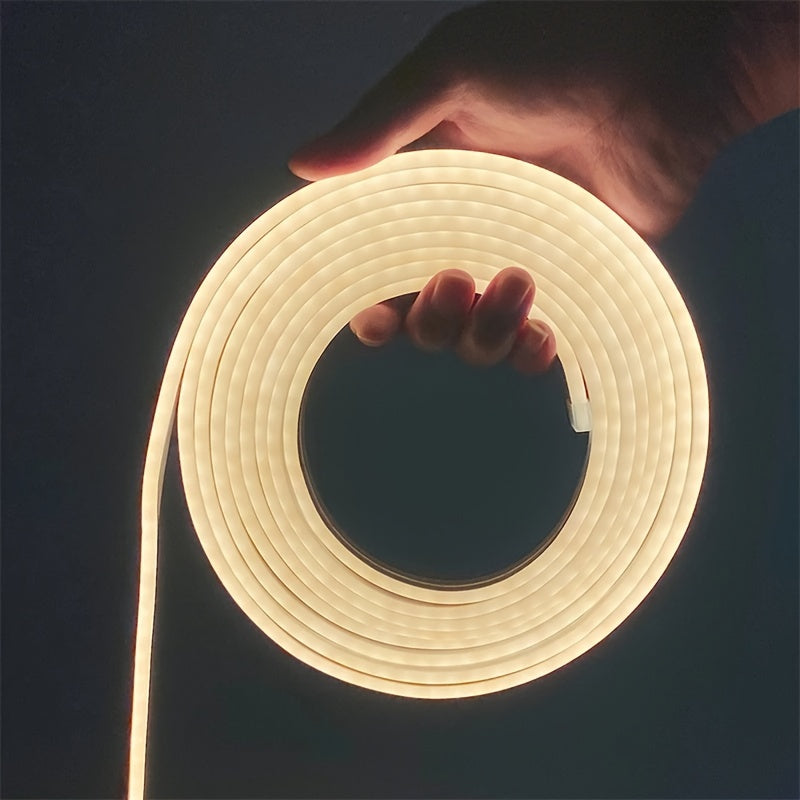 1pc 5m Flexible Silicone LED Light Strip, Car Trunk Warm/Yellow Neon Light Strip for Carriage Stall