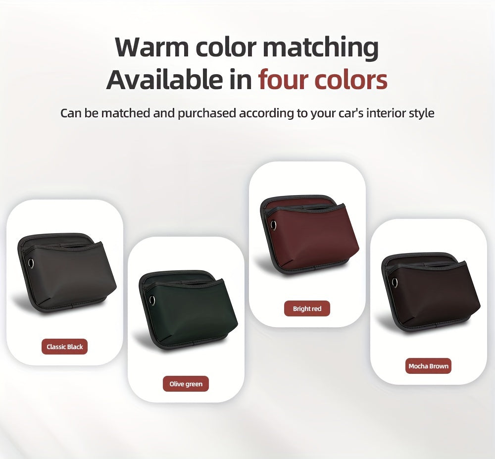 PU Leather Car Side Pocket Organizer - Universal Cell Phone and Sunglasses Holder for Car Seat Gap, Door, Window, Console - Car Accessories Storage Pouch