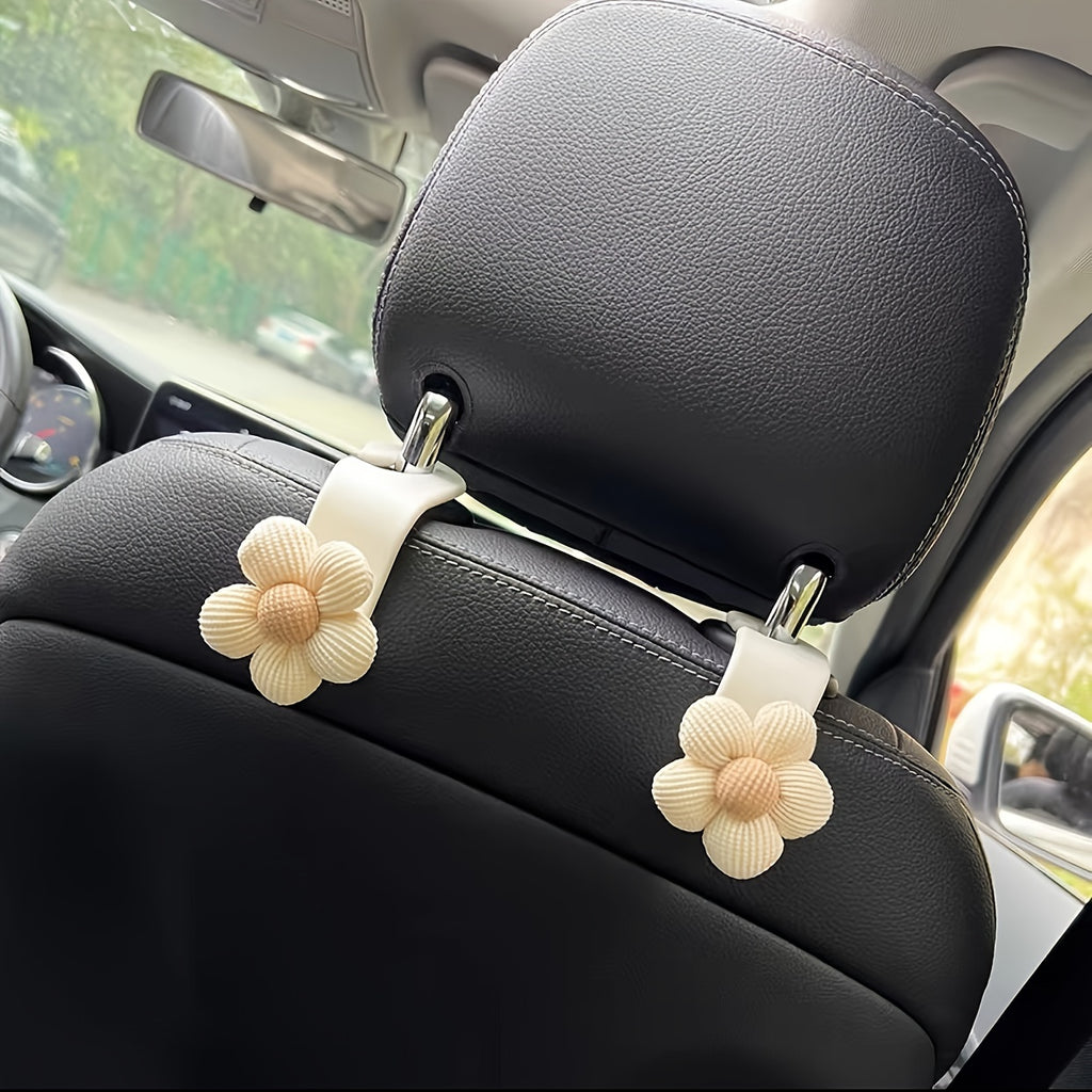 Multi-Functional 2 Pcs Charming Blossom - Flower Car Seat Headrest Hooks, Must-Have Interior Accessories For Vehicle Organization