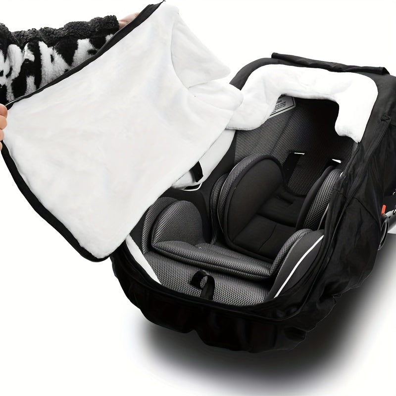 Infant Car Seat Cover, Protective Cover for Babies, Winter Shield, Universal Winter Car Seat Cover for Boys And Girls, Comfortable And Warm, Car Seat Covers for Baby Seats (Black)