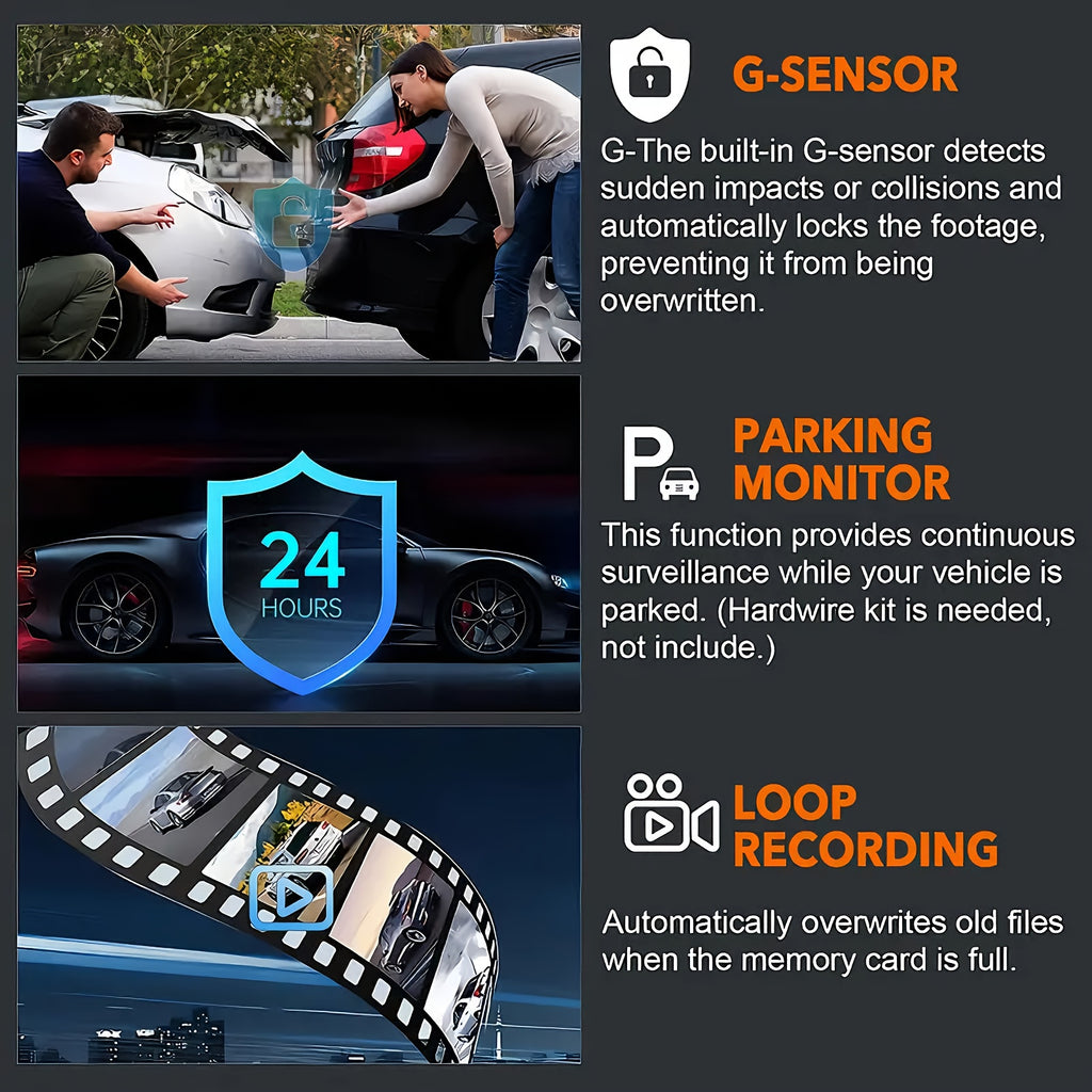 BCUOZ 1080P Car Accessories Dual Cameras Dashcam, Front 1080P And Inside 480P, Car Camera with IR Night Vision, Loop Recording, Wide Angle Car DVR Camera with 3.16 Inch IPS Screen, Dual Lens Car Dashboard Video Cam, 32GB SD C