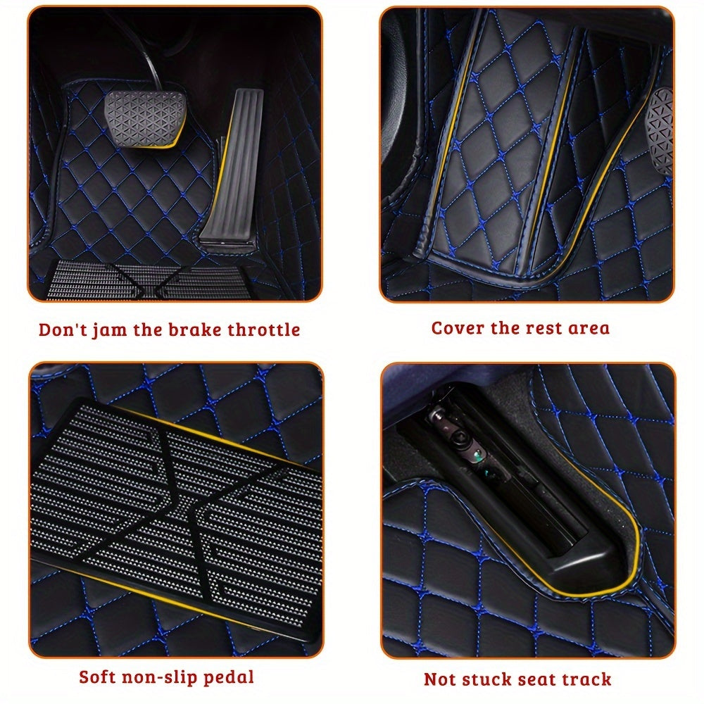 Car Floor Mats Compatible With BMW 3 Series GT 04-12 Full Covered All Weather Protection Waterproof Non-Slip PU Leather Black Red