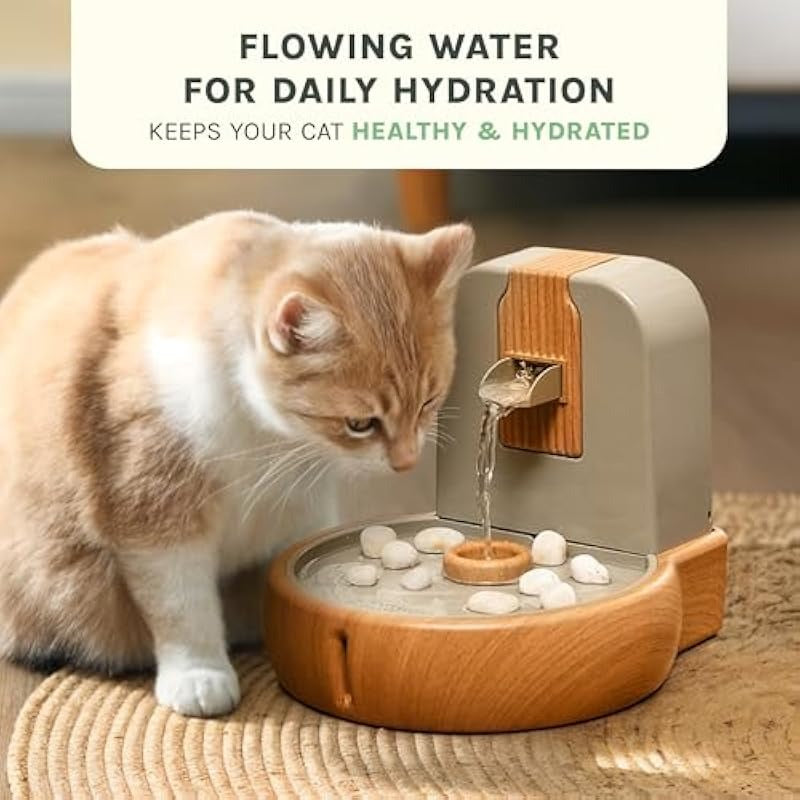 Cat Water Fountain Eco-Friendly Zen Cat Fountain with Feng Shui Design Bioplastic Wheat-Based Material Splash-Free Easy to Clean Premium Filtration Water Fountains for Cats Indoor