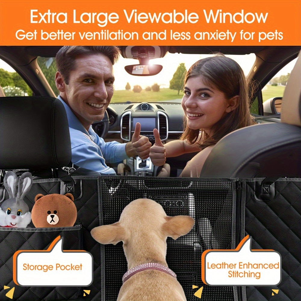 100% Waterproof 4-in-1 Dog Car Seat Cover Hammock - Durable Nonslip Fabric Protector with Big Mesh Window for Cars Trucks SUVs - Scratchproof, Easy to Clean, Pet-Friendly Design - Black by nzonpet