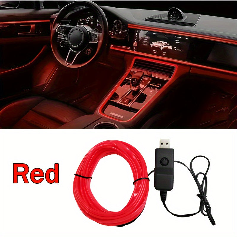 Flexible 200cm/79inch LED Strip Automobile Atmosphere Lamp - Car Interior Lighting Decoration Garland Wire Rope Tube Line Neon Light USB Drive