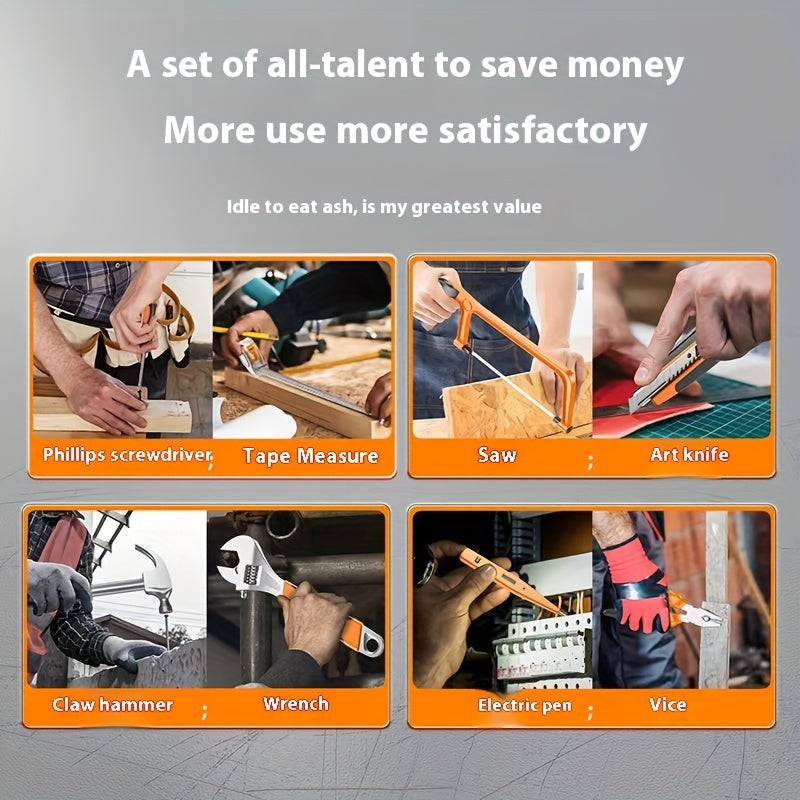 82PCS Tool Set Universal Household Handmade Tool Set, with Plastic Toolbox Storage Box, Home Optional Tool Kit, Home and Office Vehicle Repair Kit