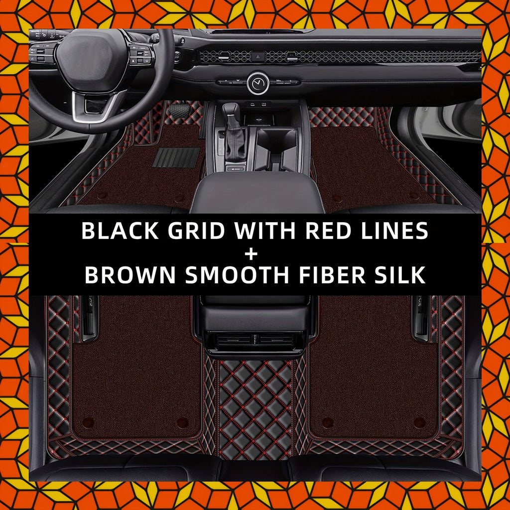 for Kia EV6 2023 PUPU LeatherPU Leathr Dual-Layer Left Hand Drive Car Floor Mats, Embroidered Lower Layer with Removable Wash Soft Upper Coverage Full Set of Three Mat Sets Fits Tightly to Vehicle Model Detachably Layered for