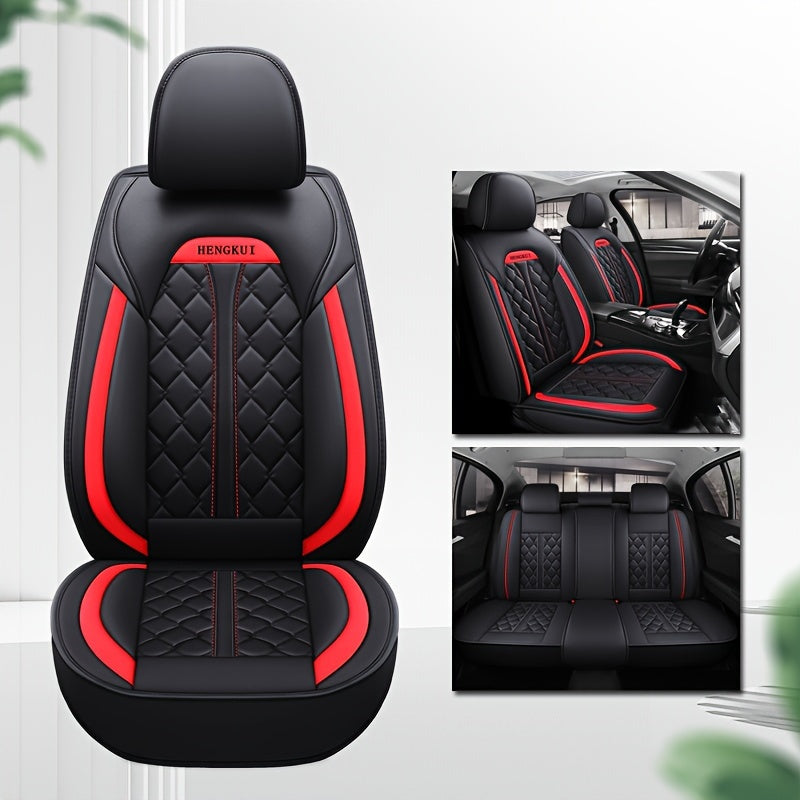 Five Seats Full Coverage Car Seat Covers Set - Premium Three-Dimensional PU Leather, Universal Fit for SUV Off-Road Vehicles, Adjustable and Durable, Winter High-End Design for Ultimate Comfort and Protection