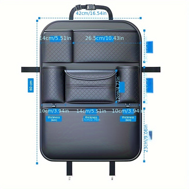 1 Piece Of PU Leather New Car Backrest Storage Bag, Car Seat Backrest Storage Hanging Bag, Rear Shelf Storage Mesh Bag, Universal
