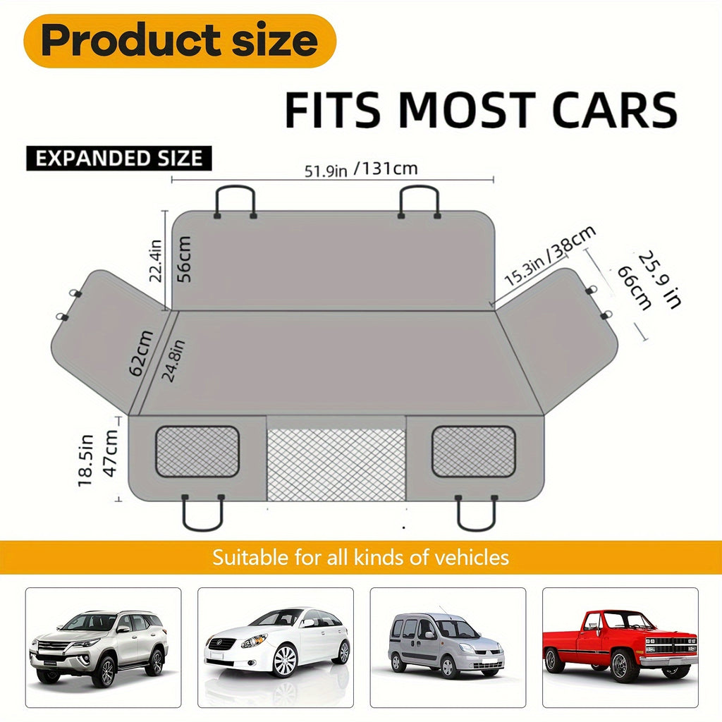 Waterproof Dog Car Seat Cover with Hard Bottom - Comfortable Hammock Design, Durable Pet Backseat Protector for Cars, Trucks, SUVs