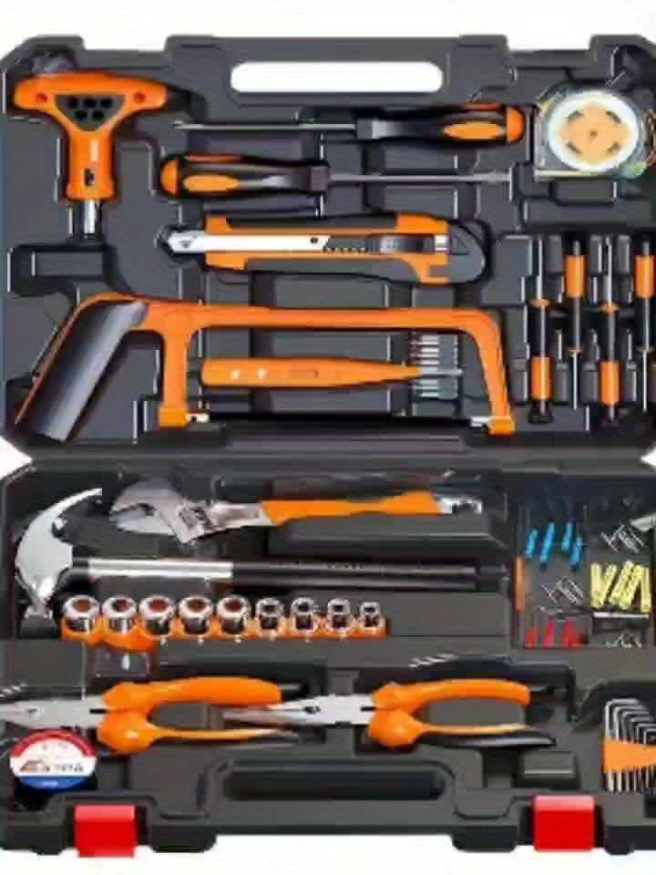 82PCS Tool Set Universal Household Handmade Tool Set, with Plastic Toolbox Storage Box, Home Optional Tool Kit, Home and Office Vehicle Repair Kit