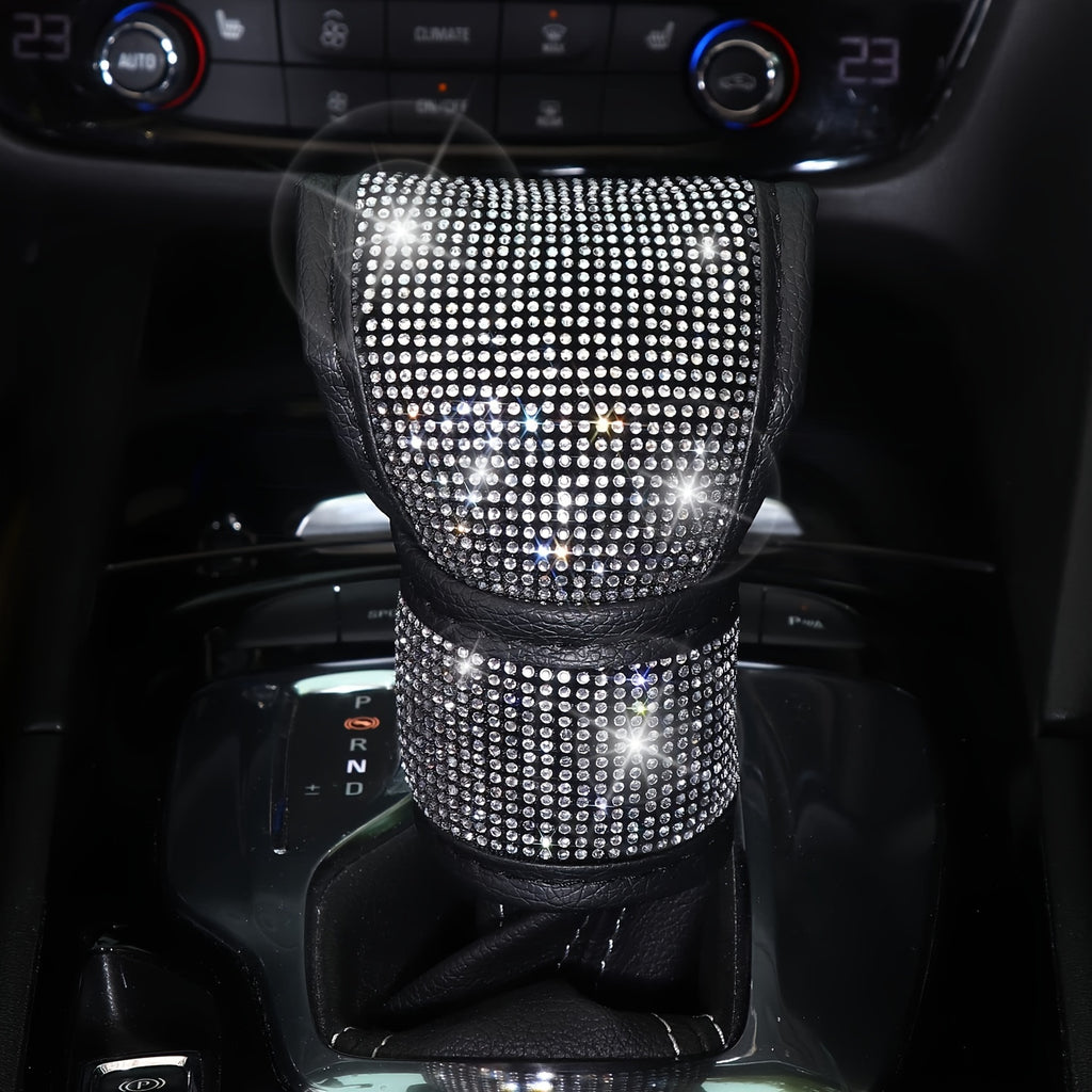 30pcs Bling Car Accessories Set for Women, Steering Wheel Covers Universal Fit 15 Inch, Seat Belt Covers, Armrest Cover, Gear Shift Covers