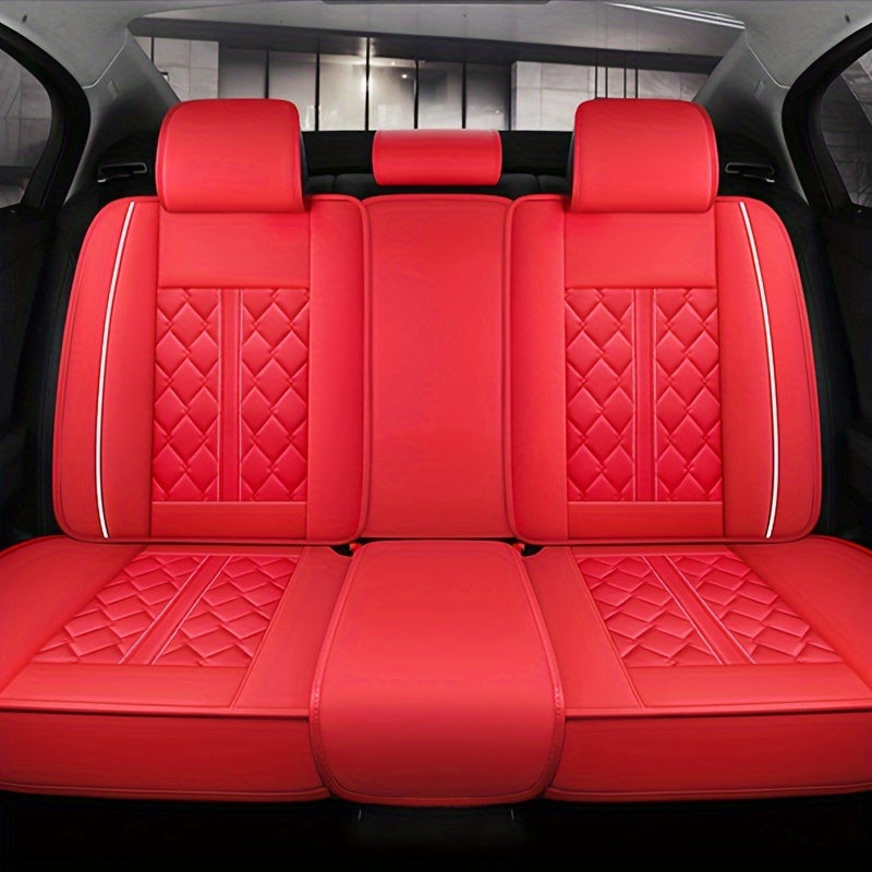 Five Seats Full Coverage Car Seat Covers Set - Premium Three-Dimensional PU Leather, Universal Fit for SUV Off-Road Vehicles, Adjustable and Durable, Winter High-End Design for Ultimate Comfort and Protection