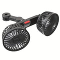 1 Pc Car Fan, Car Small Air Conditioner, Double-headed Rear Fan, Strong Wind, 360 Degrees Rotation, Large Air Volume, Subwoofer Operation, Base Fixed Clip Mounting Method, Suitable For Car Home