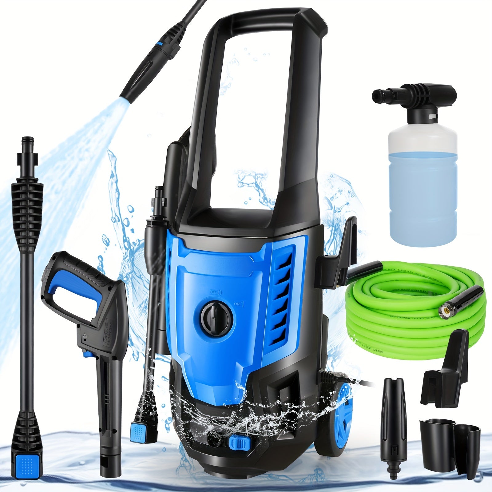 Power Washer, H4800 Pressure Washer 1800W Electric High Pressure Washer Professional Car Washer Cleaner Machine With With All-in-one Adjustable Nozzle & Hose For Patio Garden Yard Vehicle