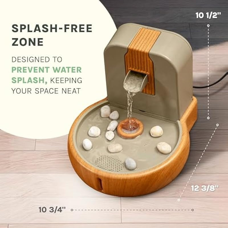 Cat Water Fountain Eco-Friendly Zen Cat Fountain with Feng Shui Design Bioplastic Wheat-Based Material Splash-Free Easy to Clean Premium Filtration Water Fountains for Cats Indoor