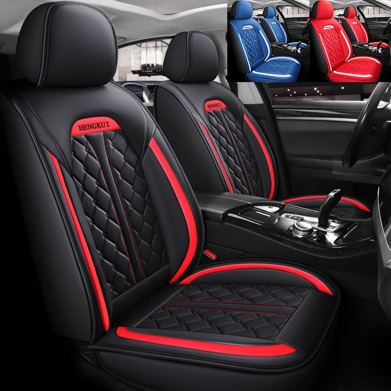 Five Seats Full Coverage Car Seat Covers Set - Premium Three-Dimensional PU Leather, Universal Fit for SUV Off-Road Vehicles, Adjustable and Durable, Winter High-End Design for Ultimate Comfort and Protection