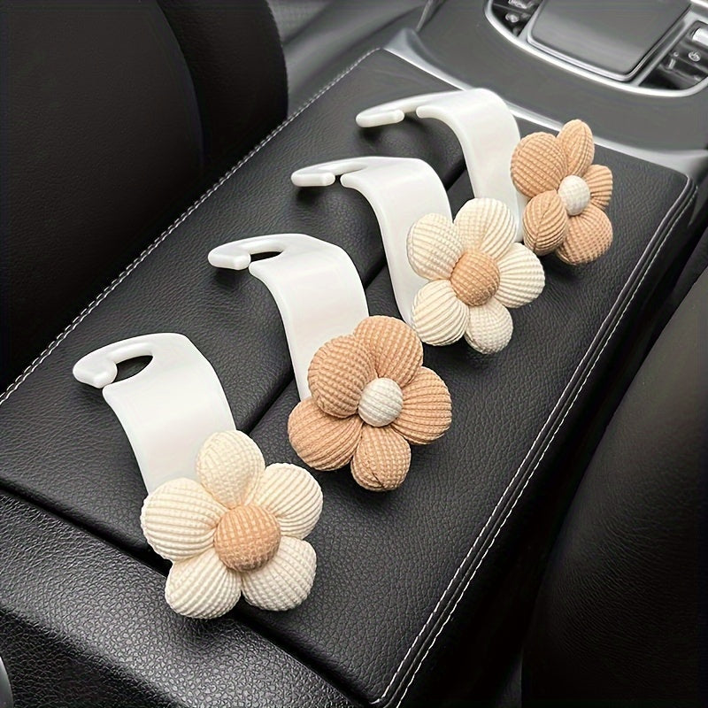Multi-Functional 2 Pcs Charming Blossom - Flower Car Seat Headrest Hooks, Must-Have Interior Accessories For Vehicle Organization