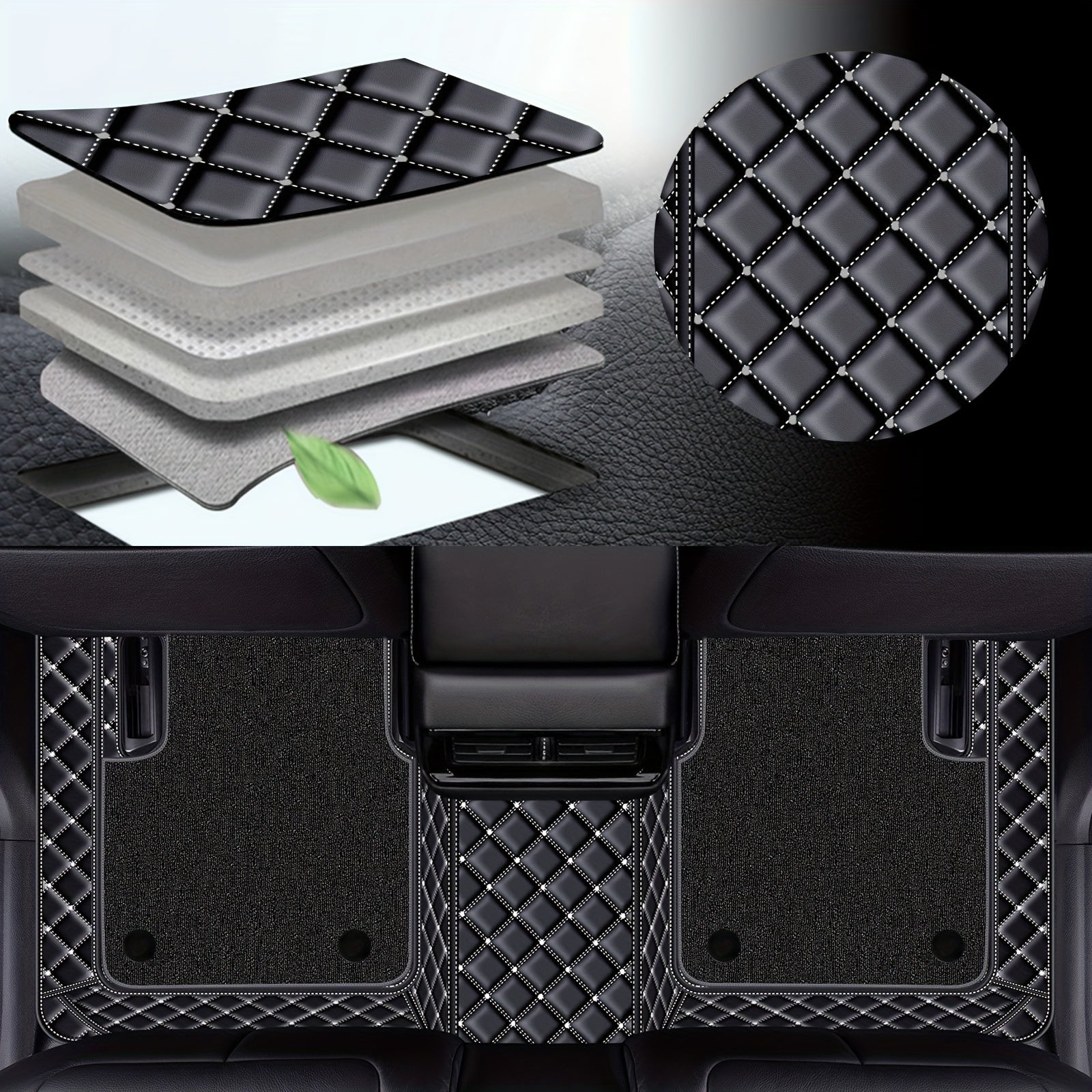 for Kia EV6 2023 PUPU LeatherPU Leathr Dual-Layer Left Hand Drive Car Floor Mats, Embroidered Lower Layer with Removable Wash Soft Upper Coverage Full Set of Three Mat Sets Fits Tightly to Vehicle Model Detachably Layered for