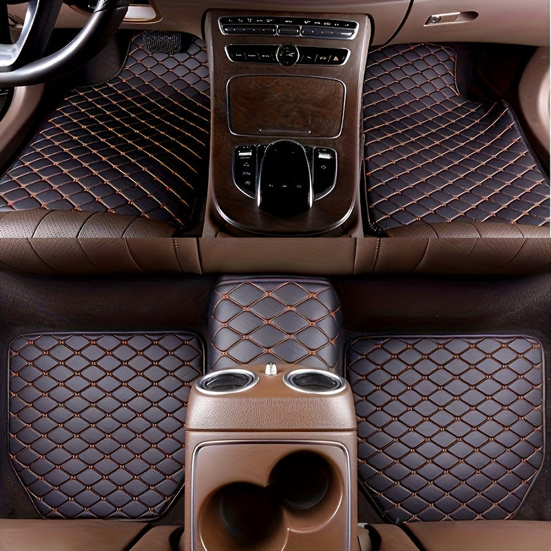 5-Piece Premium Luxury Waterproof Car Floor Mats - Floor Mats with PU Leather, All-Weather Protection, Easy Cleaning, Durable, Fashionable Interior, Universal Fit, and Anti-Slip Backing for Ultimate Car Care