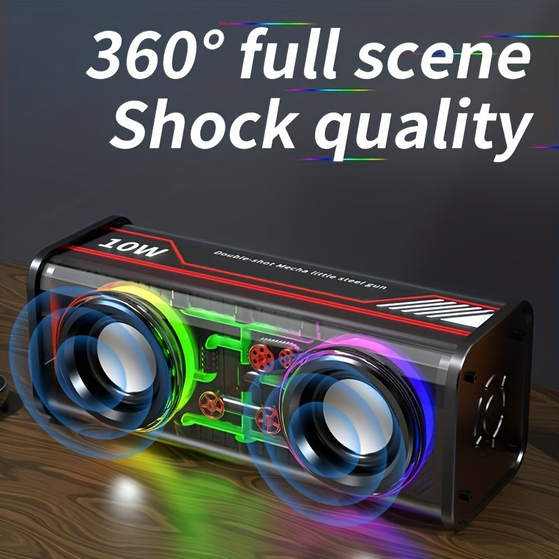 Kinglucky Portable Wireless Bass Speaker with Subwoofer, Stereo Speaker with Dual Speakers, Color-Changing LED Light, Support TF Card/AUX/U Disk, Wireless Subwoofer Speaker for Home, Car, Outdoor Use, Perfect Christmas Gift f