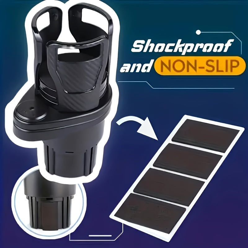 2-in-1 Rotating Car Cup Holder Expander - Durable ABS, Multi-Functional Vehicle Interior Accessory